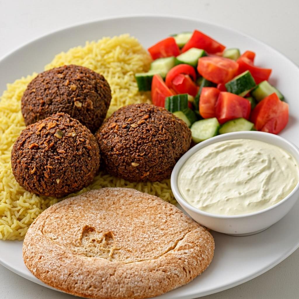 Falafel platter with hummus and tahini